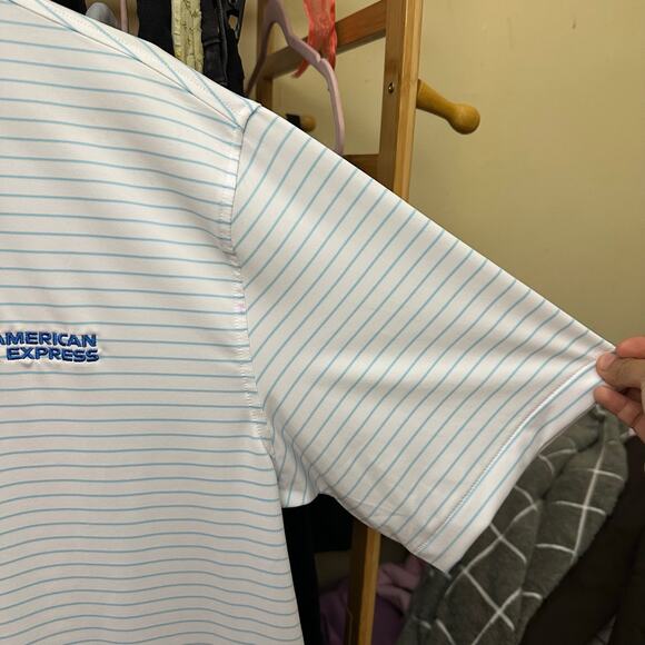 Peter Millar Summer Comfort Striped Polo Shirt American Express Large MS23EK08S - Picture 12 of 14